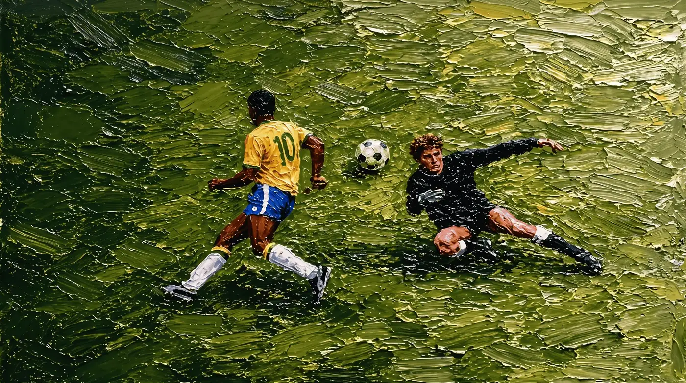 Camisa 10 driblando o goleiro